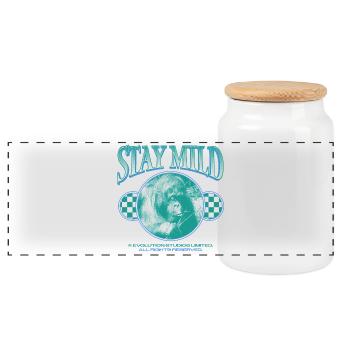 Stay Mild – Cool & Gelassen - Panorama Keksdose mit Holzdeckel - Weiß - Vorne