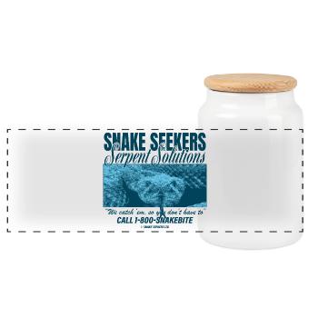 Snake Seekers – Serpent Solutions - Panoramic Cookie Jar with Wooden Lid - white - Front