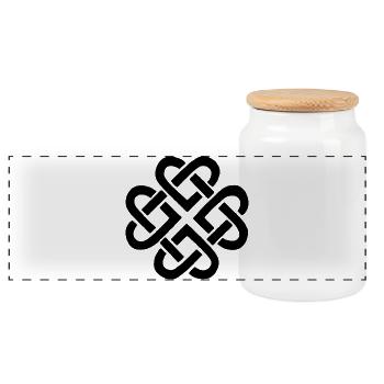 Fleur et coeurs noirs - Boîte à biscuits avec couvercle en bois - blanc - Devant