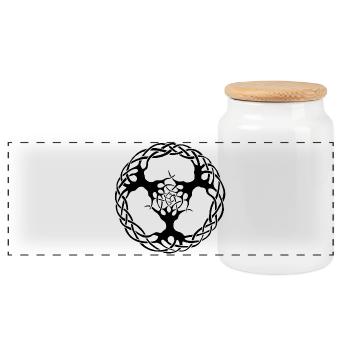 Les liens à la nature (noir) - Boîte à biscuits avec couvercle en bois - blanc - Devant