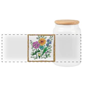 Blumen, Blüten und Pflanzen - Panorama Keksdose mit Holzdeckel - Weiß - Vorne