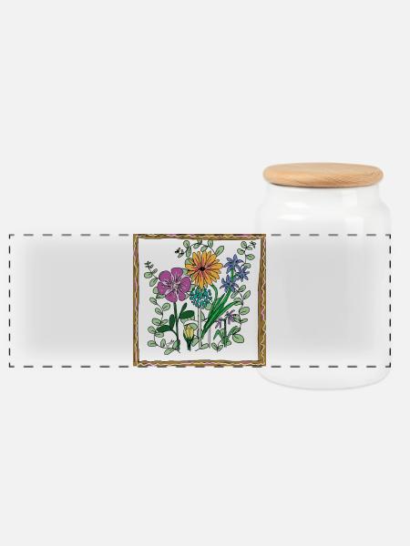 Blumen, Blüten und Pflanzen - Panorama Keksdose mit Holzdeckel - Weiß