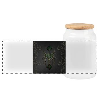 Mechanical elegance, the chandelier in the dark - Panoramic Cookie Jar with Wooden Lid - white - Front