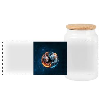 Harmonie élémentaire, yin et yang de la nature. - Boîte à biscuits avec couvercle en bois - blanc - Devant