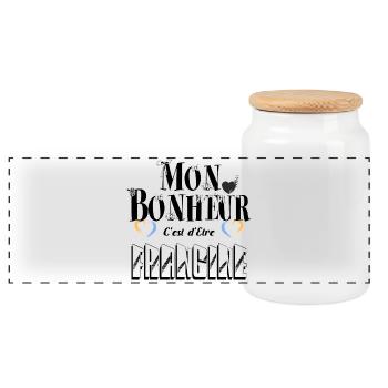 Mon Bonheur C'est d'Etre Frangine - Boîte à biscuits avec couvercle en bois - blanc - Devant
