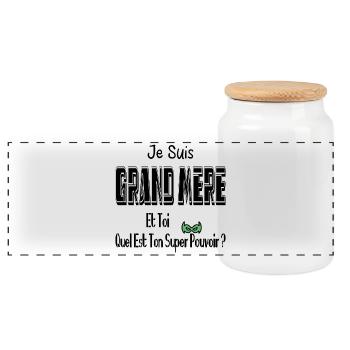 Je Suis Grand Mère Toi Quel Est Ton Super Pouvoir - Boîte à biscuits avec couvercle en bois - blanc - Devant