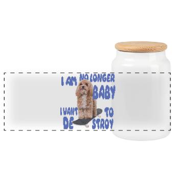 Skater Dog Meme – No Longer Baby - Panorama Keksdose mit Holzdeckel - Weiß - Vorne