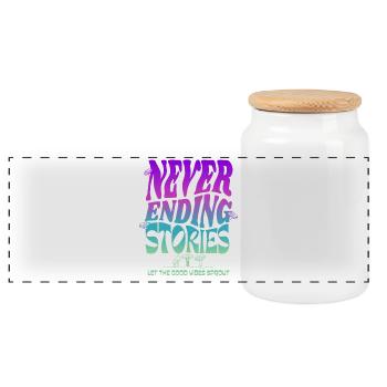 Conception de champignons psychédéliques - Histoires sans fin - Boîte à biscuits avec couvercle en bois - blanc - Devant