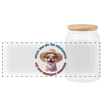 Chihuahua: Jeder Tag am Strand - Panorama Keksdose mit Holzdeckel - Weiß - Vorne