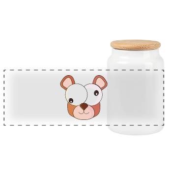 Bear with crazy eyes - Panoramic Cookie Jar with Wooden Lid - white - Front