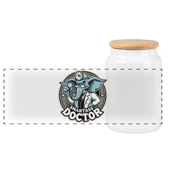 Smartass Doctor Elephant Drôle de cadeau - Boîte à biscuits avec couvercle en bois - blanc - Devant