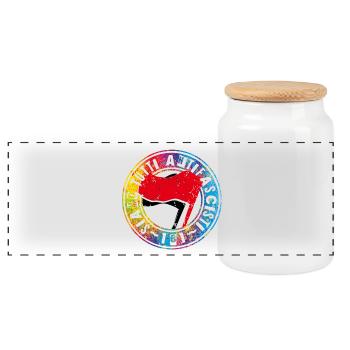 Siamo Tutti Antifascisti 161 Antifa - Panoramic Cookie Jar with Wooden Lid - white - Front