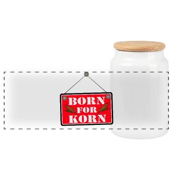 Grain , Party , Wheat Grain ,Grain Party Born (25) - Panoramic Cookie Jar with Wooden Lid - white - Front