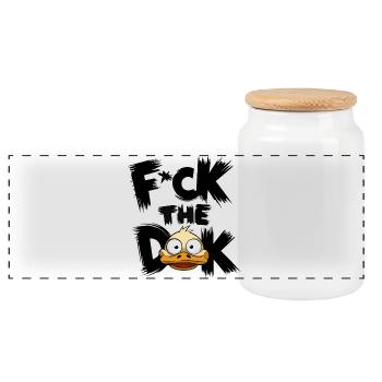 F*ck the duck - Panorama Keksdose mit Holzdeckel - Weiß - Vorne