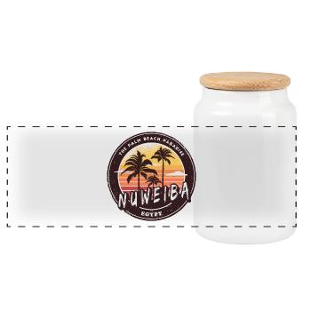 Nuweiba Ägypten Vintage Palmen Design - Panorama Keksdose mit Holzdeckel - Weiß - Vorne