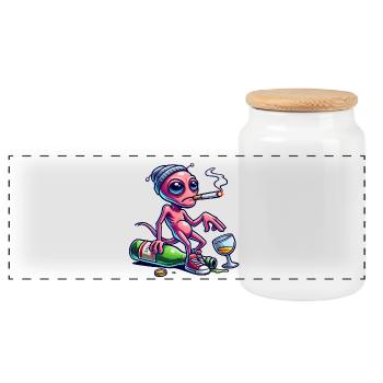 Extraterrestre avec la gueule de bois - Boîte à biscuits avec couvercle en bois - blanc - Devant