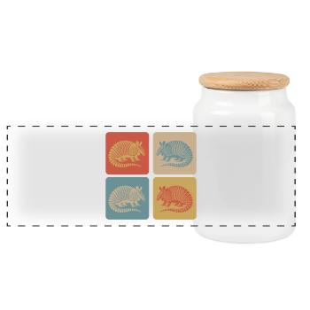 Vintage Gürteltier Armadillo Pop-Art - Panorama Keksdose mit Holzdeckel - Weiß - Vorne