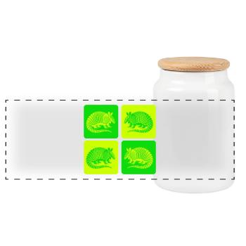 Vintage Gürteltier Armadillo Pop-Art - Panorama Keksdose mit Holzdeckel - Weiß - Vorne