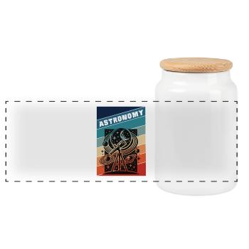 Style rétro astronomique - Boîte à biscuits avec couvercle en bois - blanc - Devant