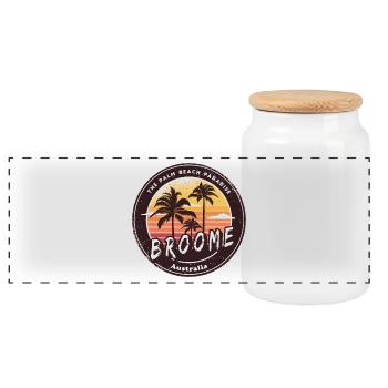 Broome Australien Palmen Strand Design - Panorama Keksdose mit Holzdeckel - Weiß - Vorne