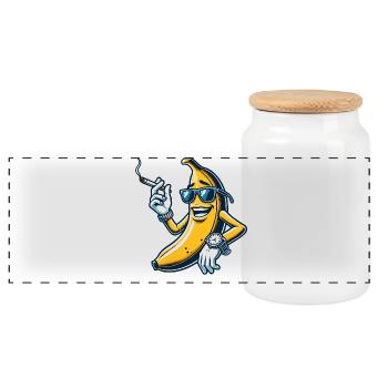 Banane fraîche avec style - Boîte à biscuits avec couvercle en bois - blanc - Devant