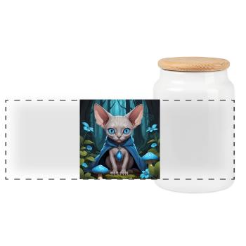 Goblin Sphynx - Panorama Keksdose mit Holzdeckel - Weiß - Vorne