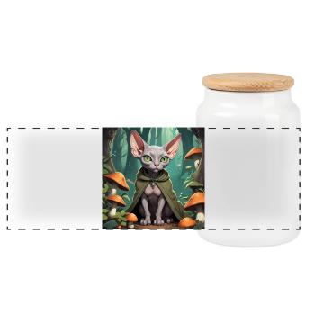 Goblin Sphynx - Panorama Keksdose mit Holzdeckel - Weiß - Vorne