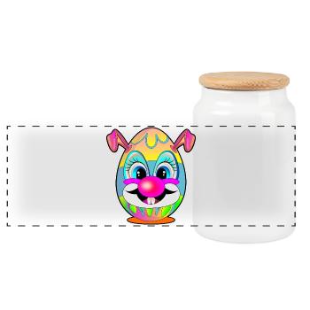 Cadeaux pour Pâques - Easter Eggs Clown - Boîte à biscuits avec couvercle en bois - blanc - Devant