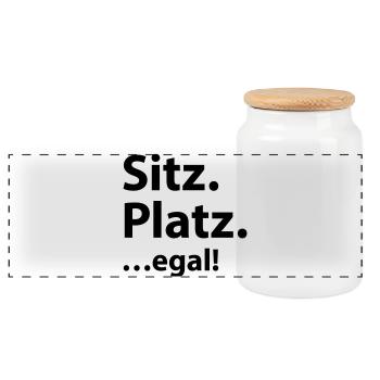 Sitz Platz egal - Panorama Keksdose mit Holzdeckel - Weiß - Vorne