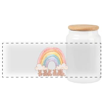 Regenbogen-Bären - Panorama Keksdose mit Holzdeckel - Weiß - Vorne