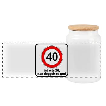 40th Birthday , 40 Years , Traffic Sign Double - Panoramic Cookie Jar with Wooden Lid - white - Front