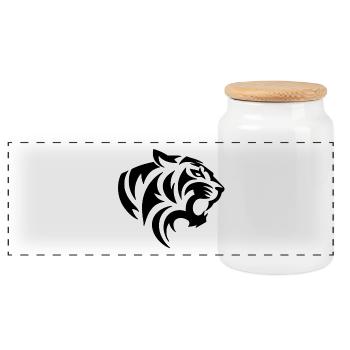 Tigre Tribal Tattoo - Boîte à biscuits avec couvercle en bois - blanc - Devant