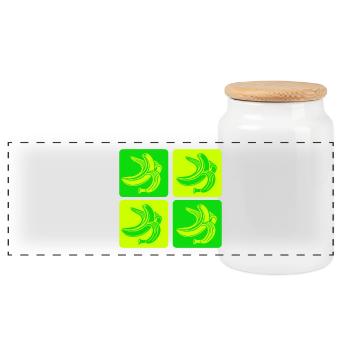 Abstract Bananas Pop Art Design - Panoramic Cookie Jar with Wooden Lid - white - Front