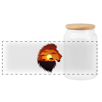 Coucher de soleil rugissant sur la savane - Boîte à biscuits avec couvercle en bois - blanc - Devant