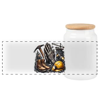 Mining is life - Panoramic Cookie Jar with Wooden Lid - white - Front