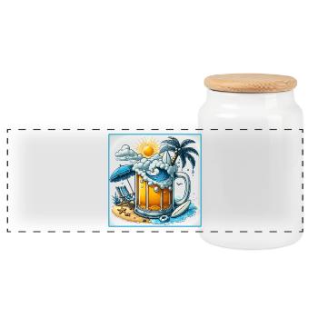 Beer & Beach – The Perfect Holiday - Panoramic Cookie Jar with Wooden Lid - white - Front
