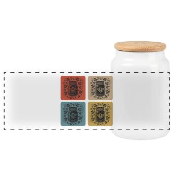 Design vintage de miel et d’abeilles - Boîte à biscuits avec couvercle en bois - blanc - Devant