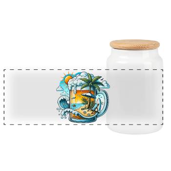 Beer & Beach – The Perfect Holiday - Panoramic Cookie Jar with Wooden Lid - white - Front