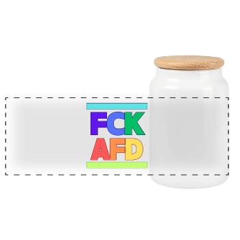 FCK AFD - Panorama Keksdose mit Holzdeckel - Weiß - Vorne