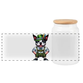 Bostie in traditional costume - Panoramic Cookie Jar with Wooden Lid - white - Front