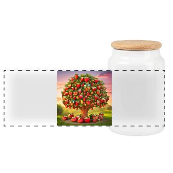 Erdbeere, Obst, ich liebe Erdbeeren - Panorama Keksdose mit Holzdeckel - Weiß - Vorne