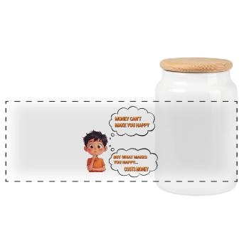 Le bonheur et l’argent - Boîte à biscuits avec couvercle en bois - blanc - Devant