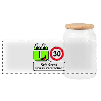 30th birthday, over 30 No reason to hide - Panoramic Cookie Jar with Wooden Lid - white - Front