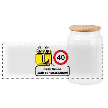 40th birthday, over 40 no reason to .......... - Panoramic Cookie Jar with Wooden Lid - white - Front