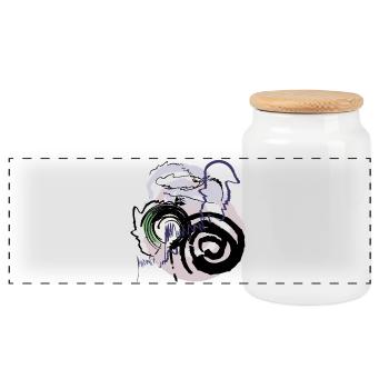 Abstract pattern - Panoramic Cookie Jar with Wooden Lid - white - Front