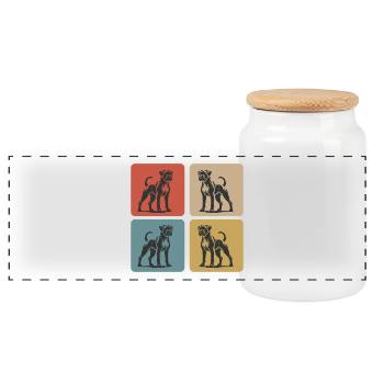 Boxer Chien Vintage Design - Boîte à biscuits avec couvercle en bois - blanc - Devant