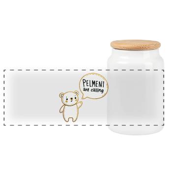 Pelmeni Call Sweet Bear Gold Gift - Panoramic Cookie Jar with Wooden Lid - white - Front