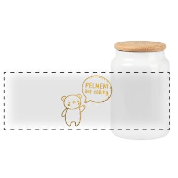 Pelmeni Call Sweet Bear Gold Gift - Panoramic Cookie Jar with Wooden Lid - white - Front
