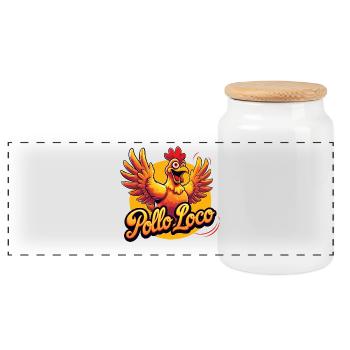 Pollo Loco - Panorama Keksdose mit Holzdeckel - Weiß - Vorne