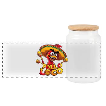 Pollo Loco - Panorama Keksdose mit Holzdeckel - Weiß - Vorne